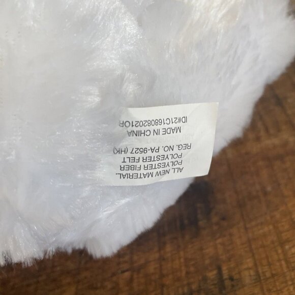 MEGA TOYS WHITE PINK BUNNY RABBIT PLUSH STUFFED ANIMAL POLKA DOT RIBBON TOY 12” - Picture 8 of 10